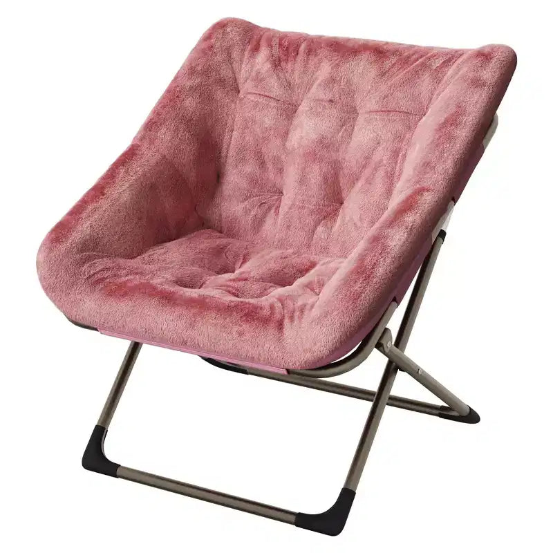 Fauteuils soucoupe confortables pour adultes, chaises pliantes pour salon, fauteuil paresseux en fausse fourrure douce avec cadre en métal, aucun assemblage requis pour chambre à coucher, dortoir