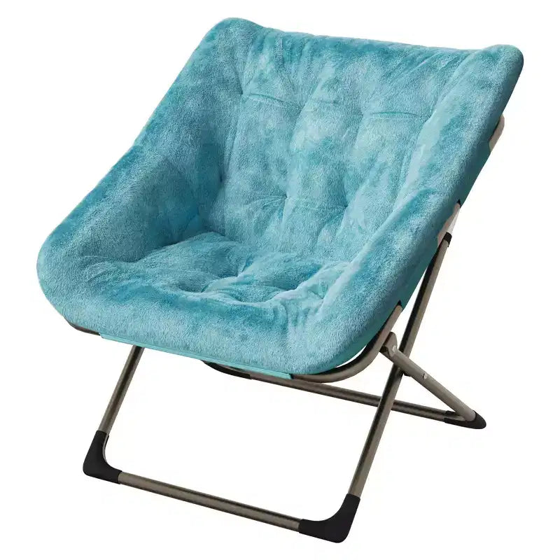Fauteuils soucoupe confortables pour adultes, chaises pliantes pour salon, fauteuil paresseux en fausse fourrure douce avec cadre en métal, aucun assemblage requis pour chambre à coucher, dortoir