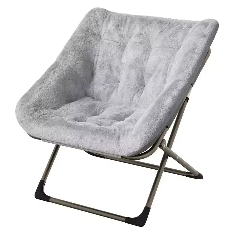 Fauteuils soucoupe confortables pour adultes, chaises pliantes pour salon, fauteuil paresseux en fausse fourrure douce avec cadre en métal, aucun assemblage requis pour chambre à coucher, dortoir