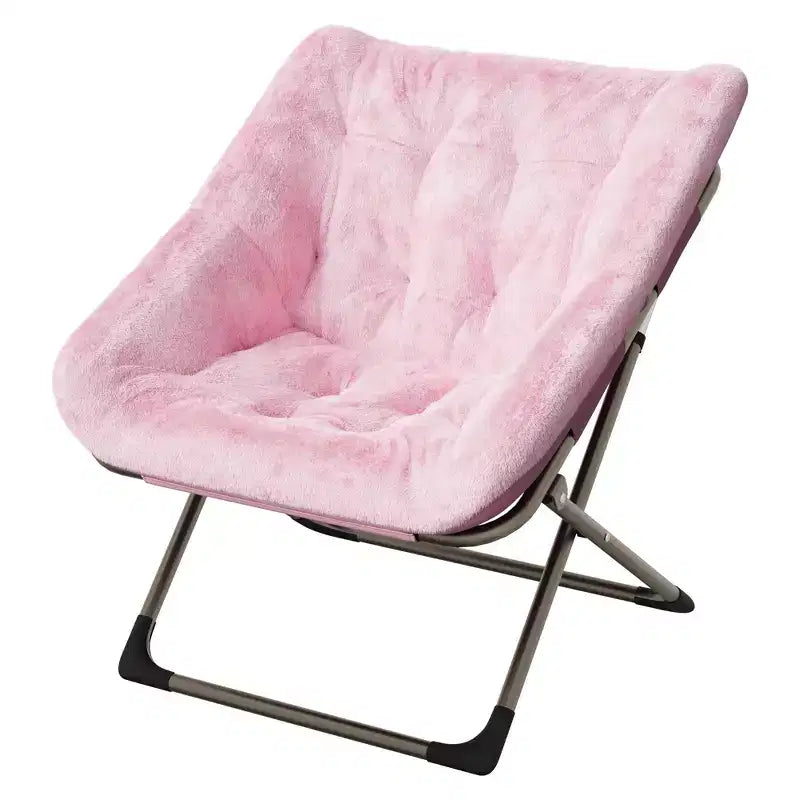 Fauteuils soucoupe confortables pour adultes, chaises pliantes pour salon, fauteuil paresseux en fausse fourrure douce avec cadre en métal, aucun assemblage requis pour chambre à coucher, dortoir
