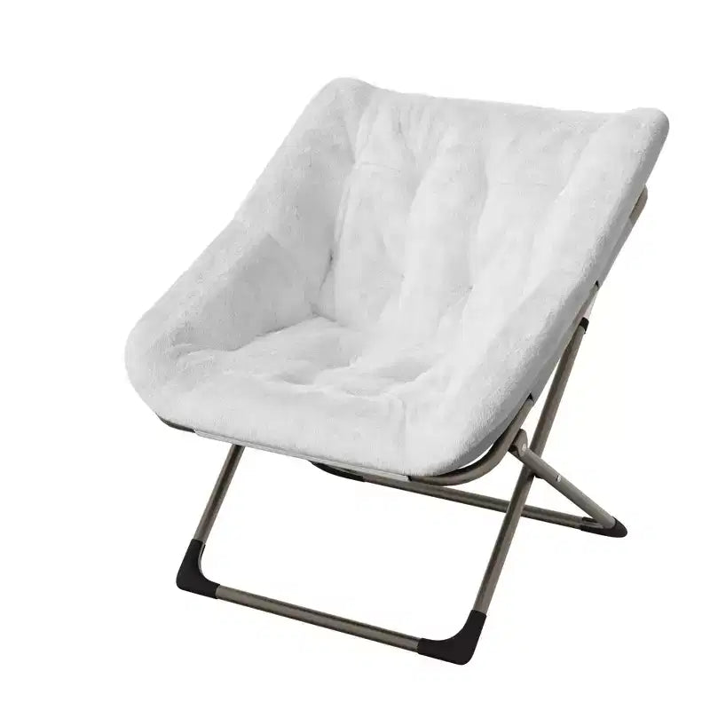 Fauteuils soucoupe confortables pour adultes, chaises pliantes pour salon, fauteuil paresseux en fausse fourrure douce avec cadre en métal, aucun assemblage requis pour chambre à coucher, dortoir