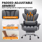 Fauteuil de bureau ergonomique avec repose-pieds réglable et haut dossier, design confortable en cuir, parfait pour la maison ou le bureau