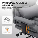 Fauteuil de bureau ergonomique avec repose-pieds réglable et haut dossier, design confortable en cuir, parfait pour la maison ou le bureau