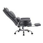 Fauteuil de bureau ergonomique avec repose-pieds réglable et haut dossier, design confortable en cuir, parfait pour la maison ou le bureau