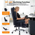 Fauteuil de bureau ergonomique avec repose-pieds réglable et haut dossier, design confortable en cuir, parfait pour la maison ou le bureau