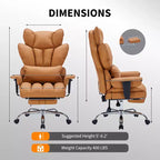 Fauteuil de bureau ergonomique avec repose-pieds réglable et haut dossier, design confortable en cuir, parfait pour la maison ou le bureau
