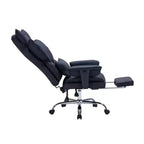 Fauteuil de bureau ergonomique avec repose-pieds réglable et haut dossier, design confortable en cuir, parfait pour la maison ou le bureau