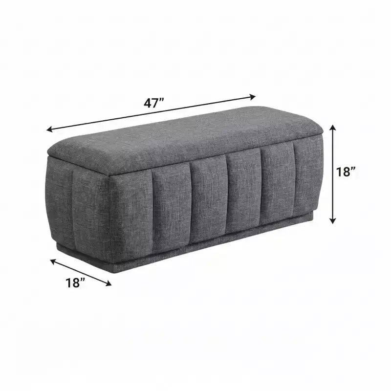 Banc de rangement GDFStudio Oliver moderne en tissu avec siège capitonné