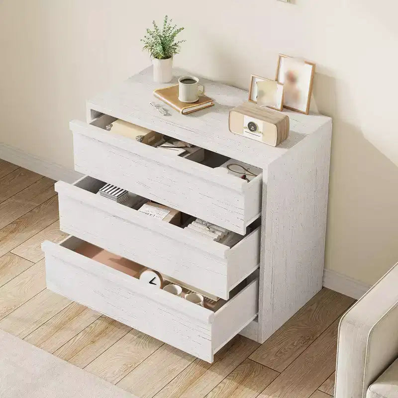 Commode à 3 tiroirs pour chambre à coucher, commode en bois de 29,5 po de large, petite table de chevet moderne pour chambre à coucher, salon, marron