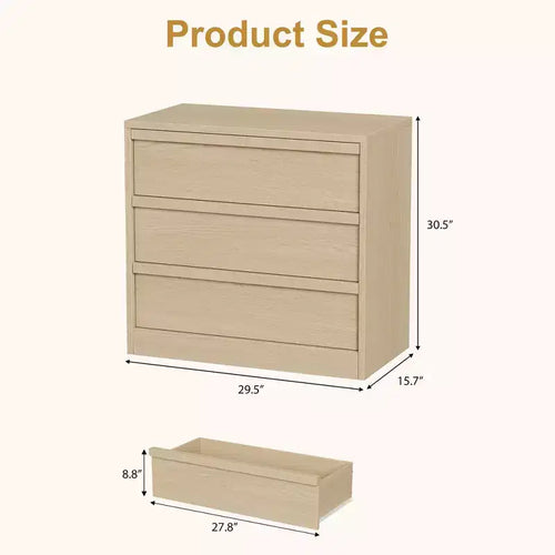 Commode à 3 tiroirs pour chambre à coucher, commode en bois de 29,5 po de large, petite table de chevet moderne pour chambre à coucher, salon, marron
