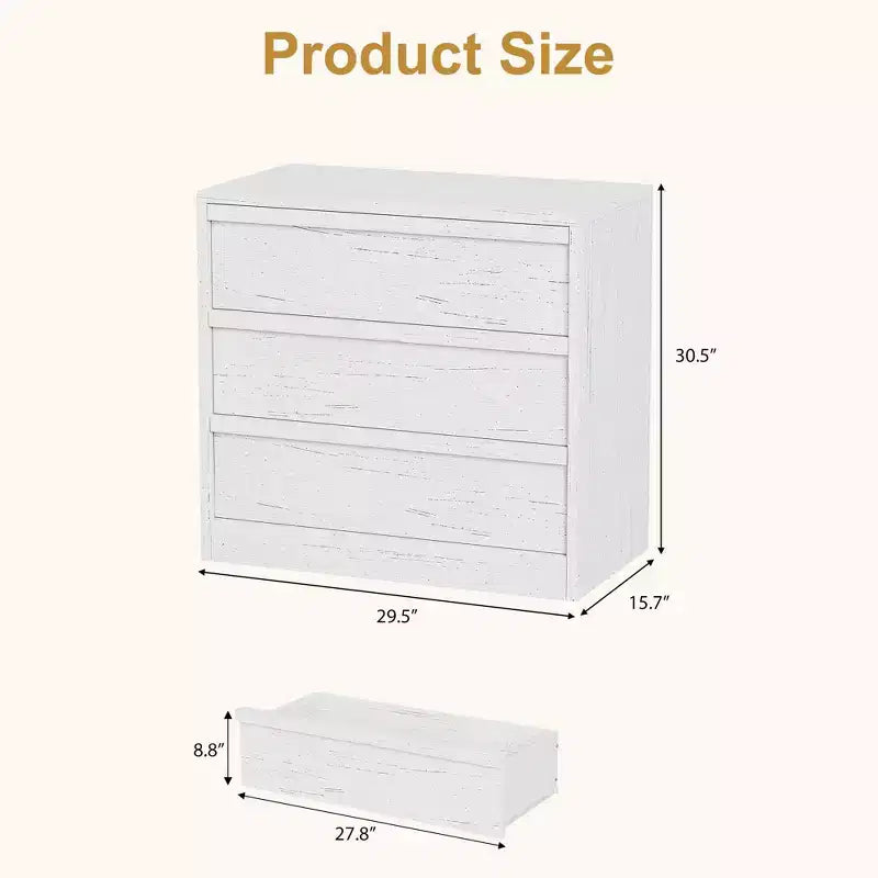 Commode à 3 tiroirs pour chambre à coucher, commode en bois de 29,5 po de large, petite table de chevet moderne pour chambre à coucher, salon, marron