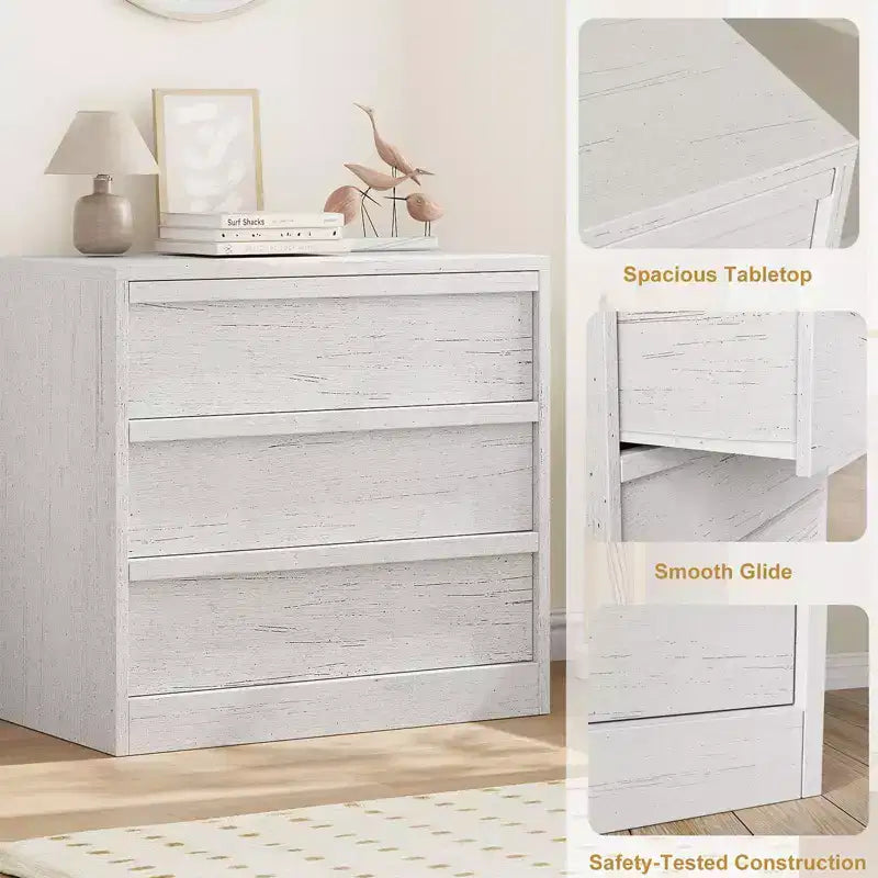 Commode à 3 tiroirs pour chambre à coucher, commode en bois de 29,5 po de large, petite table de chevet moderne pour chambre à coucher, salon, marron