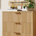 Commode à 5 tiroirs pour chambre à coucher, commode haute et moderne avec tiroirs profonds et plateau large, organisateur en bois cannelé pour salon