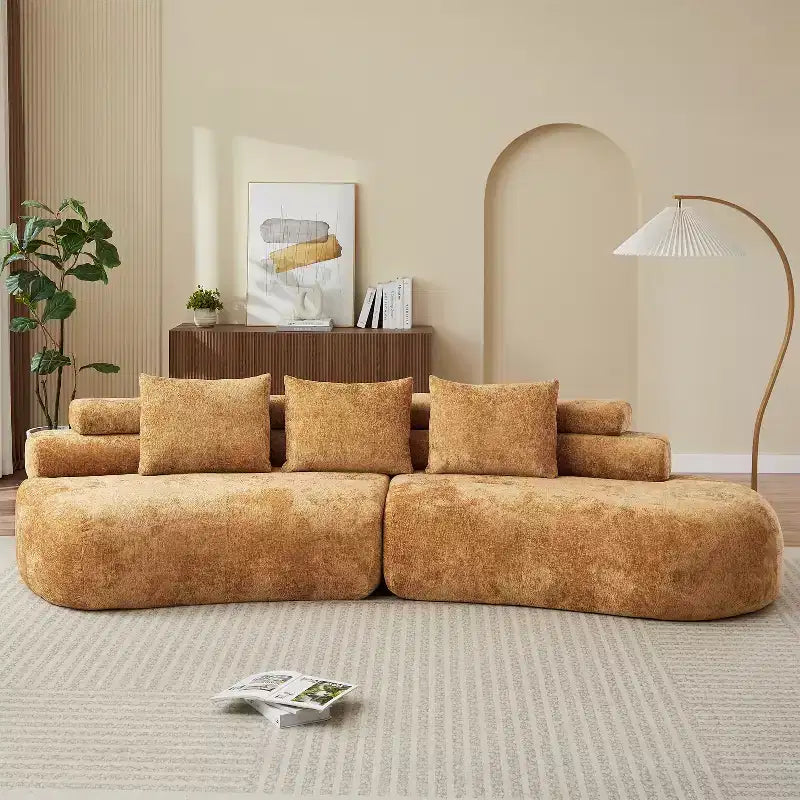 Christopher Knight Home Fiorella 122 Canapé sectionnel moderne incurvé 4 places avec 3 coussins
