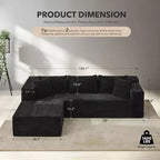 Canapé d'angle modulaire 106 places, Canapé-lit en forme de L surdimensionné et confortable avec assise profonde, Aucun assemblage requis pour le salon