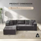 Canapé d'angle modulaire 106 places, Canapé-lit en forme de L surdimensionné et confortable avec assise profonde, Aucun assemblage requis pour le salon