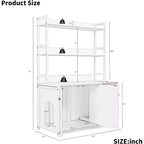 Meuble de litière caché pour chat avec 2 portes et étagères, meuble de toilette pour chat de 132 cm avec griffoir, maison pour animaux en bois pour salon
