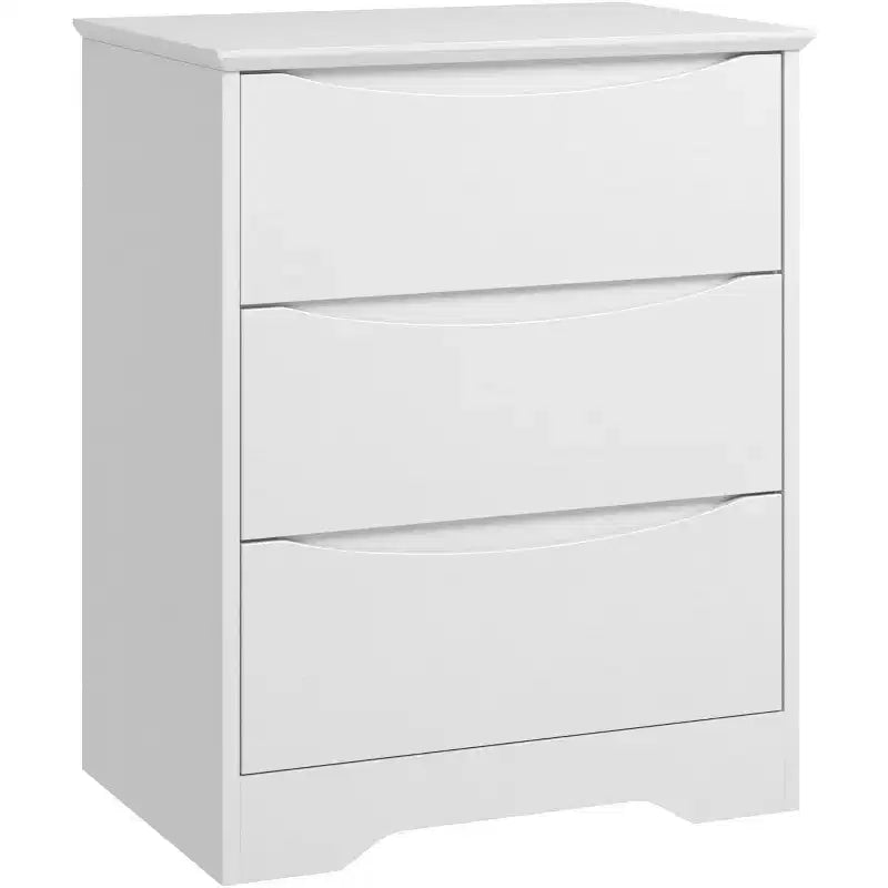CuisinSmart Commode en bois avec 3 tiroirs, grande armoire moderne avec rangement profond, longue commode de rangement pour chambre à coucher, salon, blanc