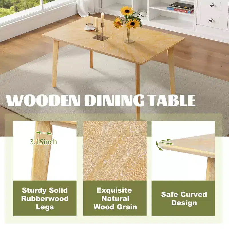 Ensemble de salle à manger rustique 6 pièces avec table en bois, 4 chaises et banc pour 6 personnes