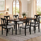 7-Piece Extendable Dining Table Set with 6 Upholstered Chairs, Removable Leaf, 60 to 78-Inch Table