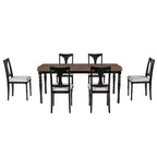 Ensemble table de salle à manger extensible 7 pièces avec 6 chaises rembourrées, rallonge amovible, table de 152 à 198 cm
