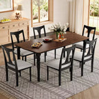 Ensemble table de salle à manger extensible 7 pièces avec 6 chaises rembourrées, rallonge amovible, table de 152 à 198 cm