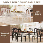 Ensemble table de salle à manger extensible 7 pièces avec 6 chaises rembourrées, rallonge amovible, table de 152 à 198 cm