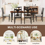 Ensemble table de salle à manger extensible 7 pièces avec 6 chaises rembourrées, rallonge amovible, table de 152 à 198 cm