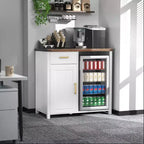 GDLF Bar à café avec espace pour mini-réfrigérateur, support de meuble pour mini-réfrigérateur, armoire à liqueur pour dortoir, cuisine ou bureau, plateau de table 39,4 L x 20,9 P, blanc