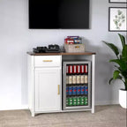 GDLF Bar à café avec espace pour mini-réfrigérateur, support de meuble pour mini-réfrigérateur, armoire à liqueur pour dortoir, cuisine ou bureau, plateau de table 39,4 L x 20,9 P, blanc