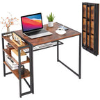 Bureau pliant de 89 cm avec étagère de rangement pour chambre et bureau à domicile