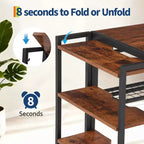 Bureau pliant de 89 cm avec étagère de rangement pour chambre et bureau à domicile