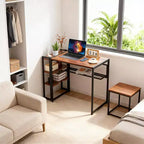 Bureau pliant de 89 cm avec étagère de rangement pour chambre et bureau à domicile