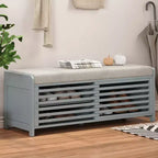 Shutter Storage Ottoman with Cushion, Entryway Shoe Bench for Living Room and Hallway Organization