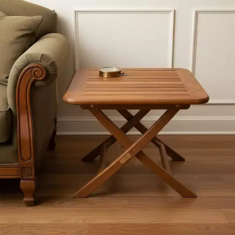 HomeRoots Table d'appoint rectangulaire 18 po en bois massif brun