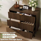 Commode à 3 tiroirs cannelés - Buffet multifonctionnel pour chambre ou salon - Grand espace de rangement, pour vêtements ou entrée