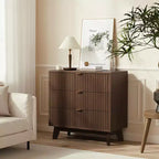 Commode à 3 tiroirs cannelés - Buffet multifonctionnel pour chambre ou salon - Grand espace de rangement, pour vêtements ou entrée