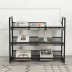 VIYET 24 Range-chaussures en métal réglable noir à 3 niveaux, organiseur de rangement autoportant avec 4 embouts antidérapants pour entrée, porte d'entrée