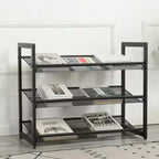 VIYET 24 Range-chaussures en métal réglable noir à 3 niveaux, organiseur de rangement autoportant avec 4 embouts antidérapants pour entrée, porte d'entrée