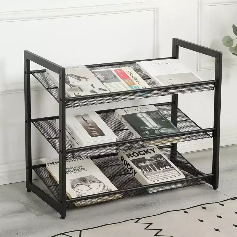VIYET 24 Range-chaussures en métal réglable noir à 3 niveaux, organiseur de rangement autoportant avec 4 embouts antidérapants pour entrée, porte d'entrée