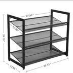 VIYET 24 Range-chaussures en métal réglable noir à 3 niveaux, organiseur de rangement autoportant avec 4 embouts antidérapants pour entrée, porte d'entrée