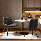 Dining Chairs Set of 2, Modern Dining Room Chairs with Thick Cushions, Upholstered Faux Leather Cushion Seat and Sturdy Metal Legs