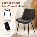 Lot de 2 chaises de salle à manger, chaises de salle à manger modernes avec coussins épais, assise rembourrée en similicuir et pieds en métal robustes