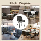 Lot de 2 chaises de salle à manger, chaises de salle à manger modernes avec coussins épais, assise rembourrée en similicuir et pieds en métal robustes