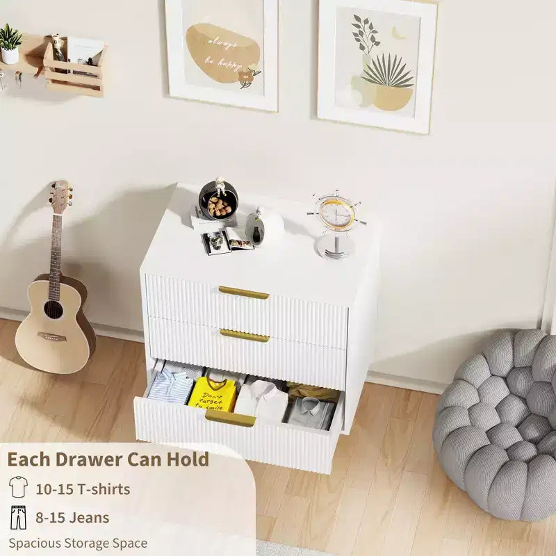 Commode de chambre à coucher moderne, commode en bois avec tiroirs de rangement et poignées et pieds en métal pour salon, entrée