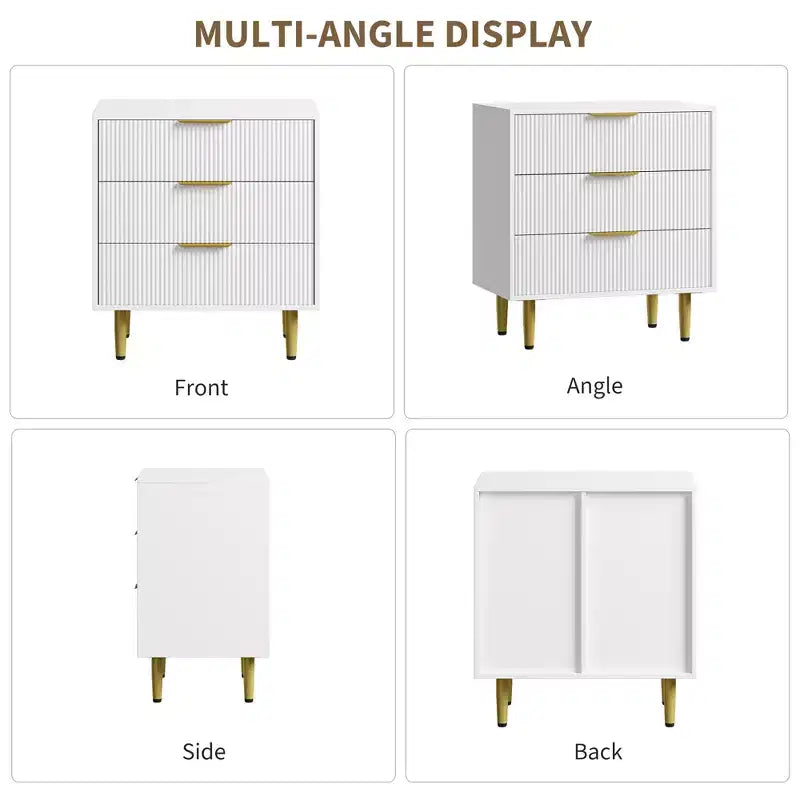 Commode de chambre à coucher moderne, commode en bois avec tiroirs de rangement et poignées et pieds en métal pour salon, entrée