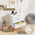 Commode de chambre à coucher moderne, commode en bois avec tiroirs de rangement et poignées et pieds en métal pour salon, entrée