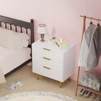 Commode de chambre à coucher moderne, commode en bois avec tiroirs de rangement et poignées et pieds en métal pour salon, entrée