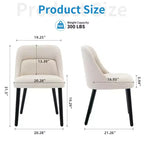 Lot de 2 chaises de salle à manger modernes rembourrées. Chaises d'appoint scandinaves en lin avec assise rembourrée et pieds en bois robustes pour cuisine, salle à manger, salon
