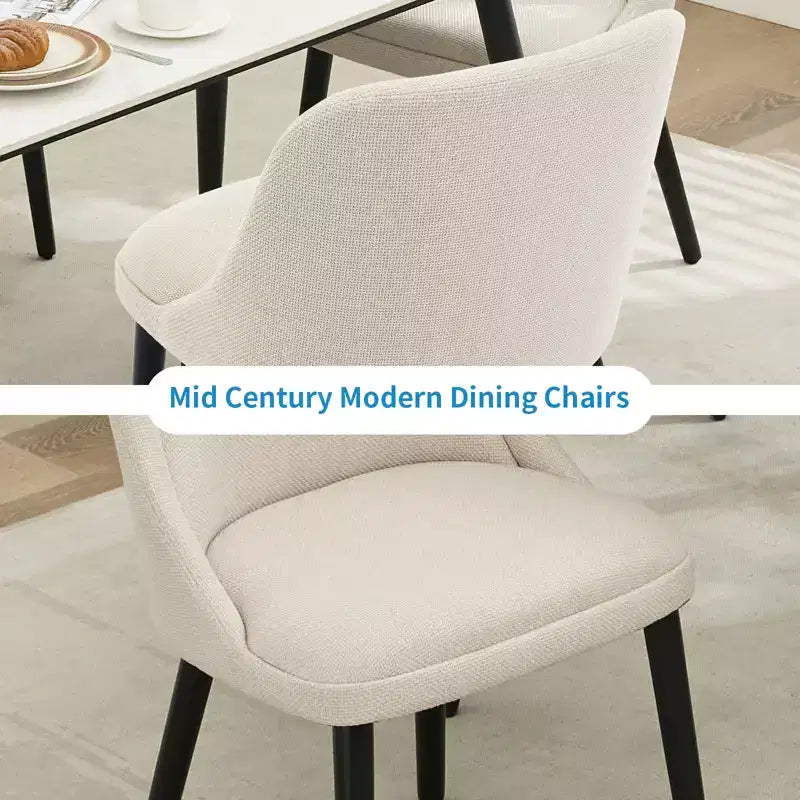 Lot de 2 chaises de salle à manger modernes rembourrées. Chaises d'appoint scandinaves en lin avec assise rembourrée et pieds en bois robustes pour cuisine, salle à manger, salon